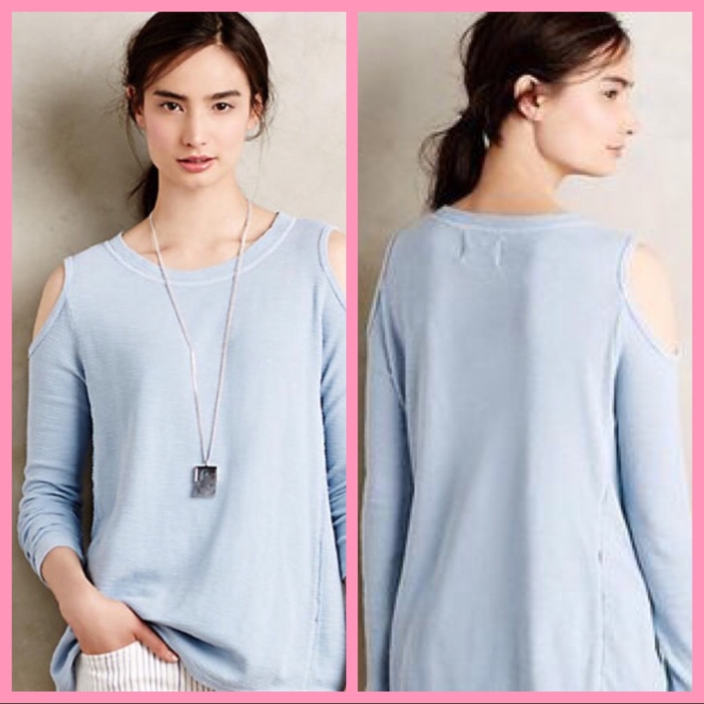 SOL ANGELES | Cold Shoulder Blue Cotton Pullover